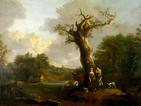 Wooded landscape with peasant courting a milkmaid