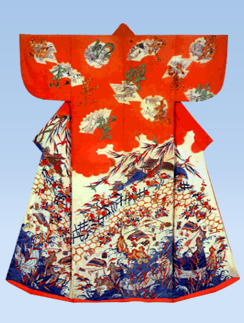 Kosode with Scenes from the Tale of Genji