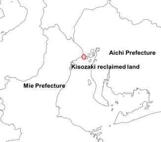 [Kisozaki reclaimed land site map]