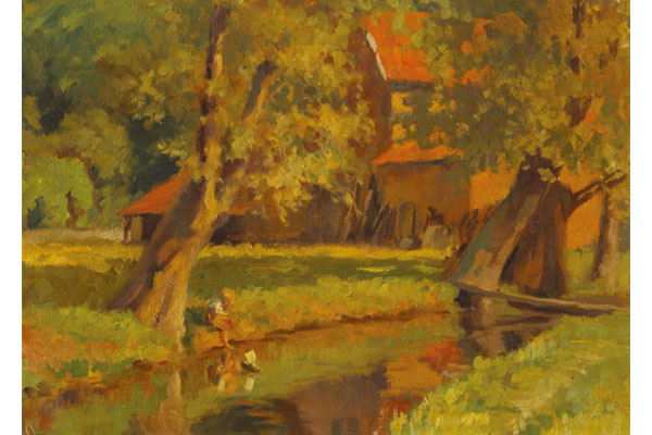 Max Touret, Child playing with his boat, Private Collection