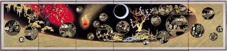 《聖徳太子絵伝四季図大屏風「春の部」》2005年、中宮寺蔵
