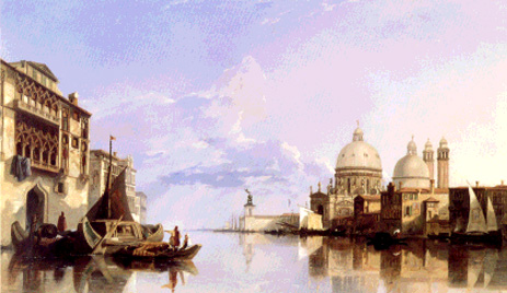 「ヴェネツィア大運河-総督邸とサンタ・マリア・デラ・サルーテ聖堂を望む」