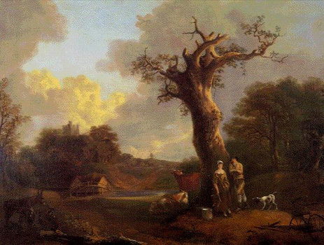 「田園の求愛」（乳しぼりの娘に求愛する農夫）