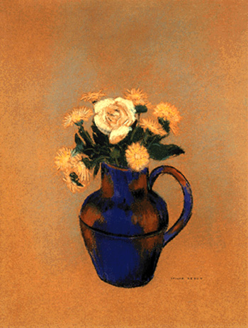 「青い花瓶のキンセンカ」