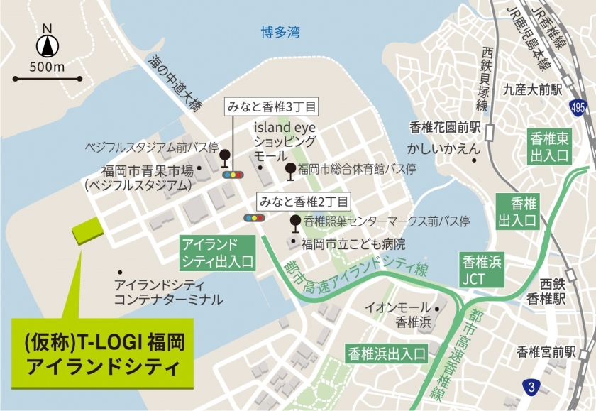 ＜（仮称）T-LOGI福岡アイランドシティ　広域図・周辺図＞