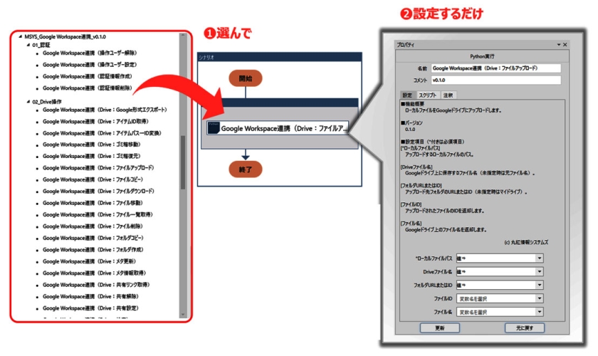 図１　WinActor for Google Workspace の設定画面